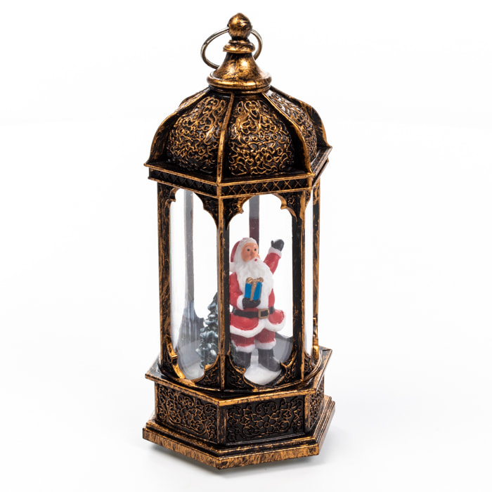 Candela di Natale con luce ed effetto neve di 14 cm. Design Babbo Natale.