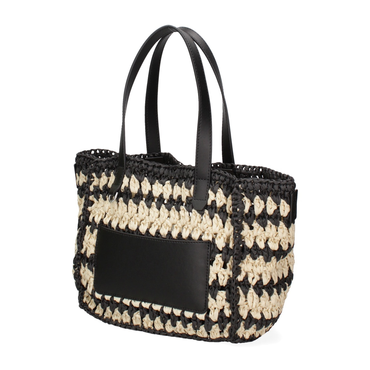 Borsa a mano da donna - Modello False - Paglia intrecciata - 32.0 x 21.0 x 14.0 cm