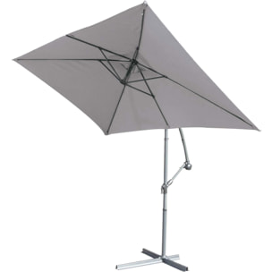 Parasol Structure Métal à Pied Déporté 3 x 2 m - Gris Perle