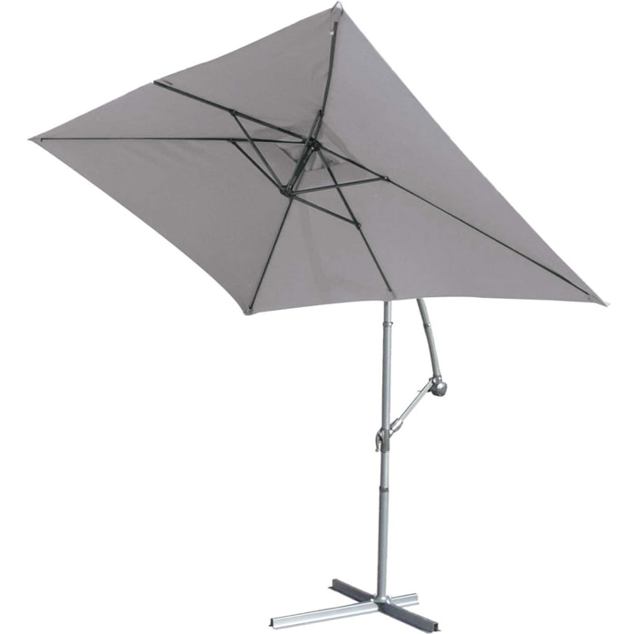 Parasol Structure Métal à Pied Déporté 3 x 2 m - Gris Perle