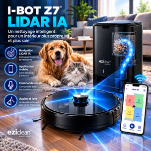 Robot aspirateur laveur connecté avec base aspirante EZIclean® I-Bot Z7 LIDAR IA
