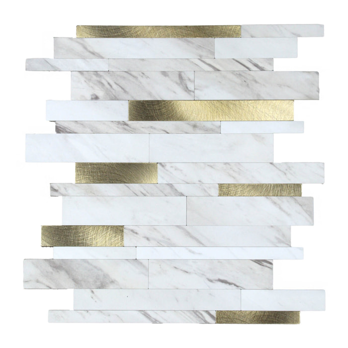Crédence adhésive murale 3D motif lamelles 4 pièces - Blanc