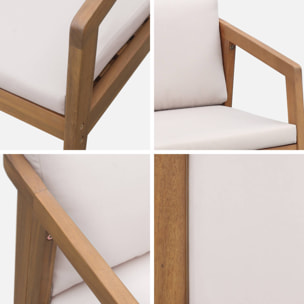 Lot de 2 fauteuils de jardin beige ZAMARA en bois d'acacia. 53 x 62 x 73 cm