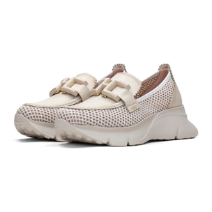 Mocasin Sport Hawai Crema 5 cm