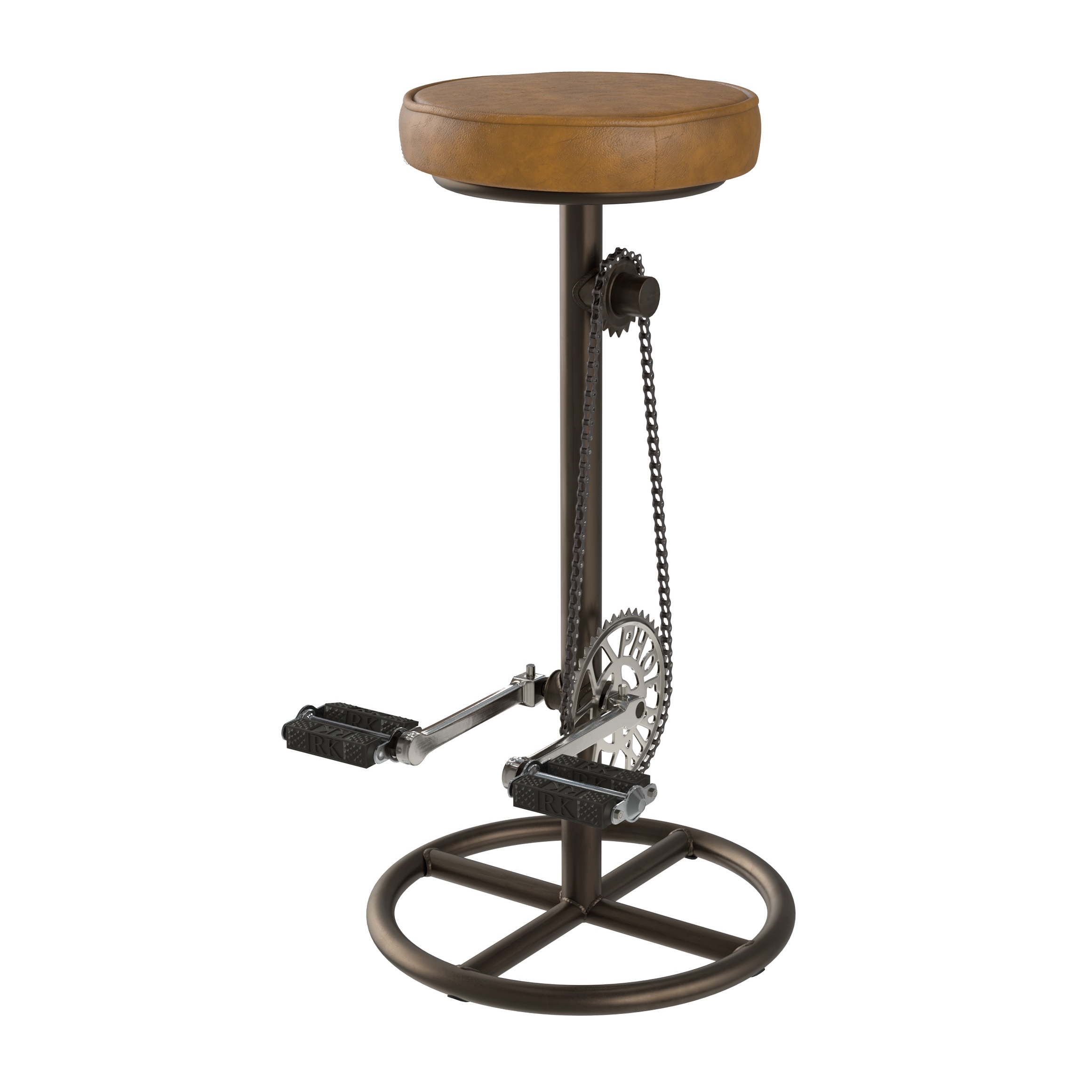 Tabouret de bar indus Gaya en cuir 73 cm