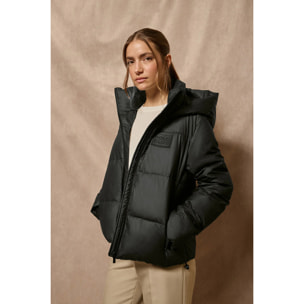 Chaqueta acolchada negra Glacier de capucha fija y detalles Polo Club