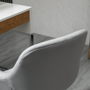 Vinsetto Chaise de bureau design Chesterfield effet capitonné hauteur réglable pivotant 360° piètement chromé velours gris