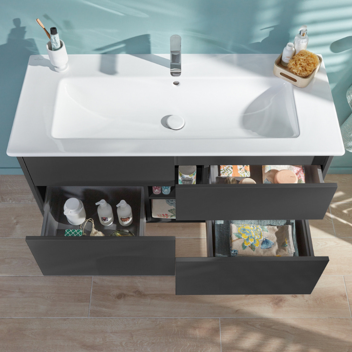 Set meuble avec vasque Finero Villeroy & Boch 120cm Gris brillant