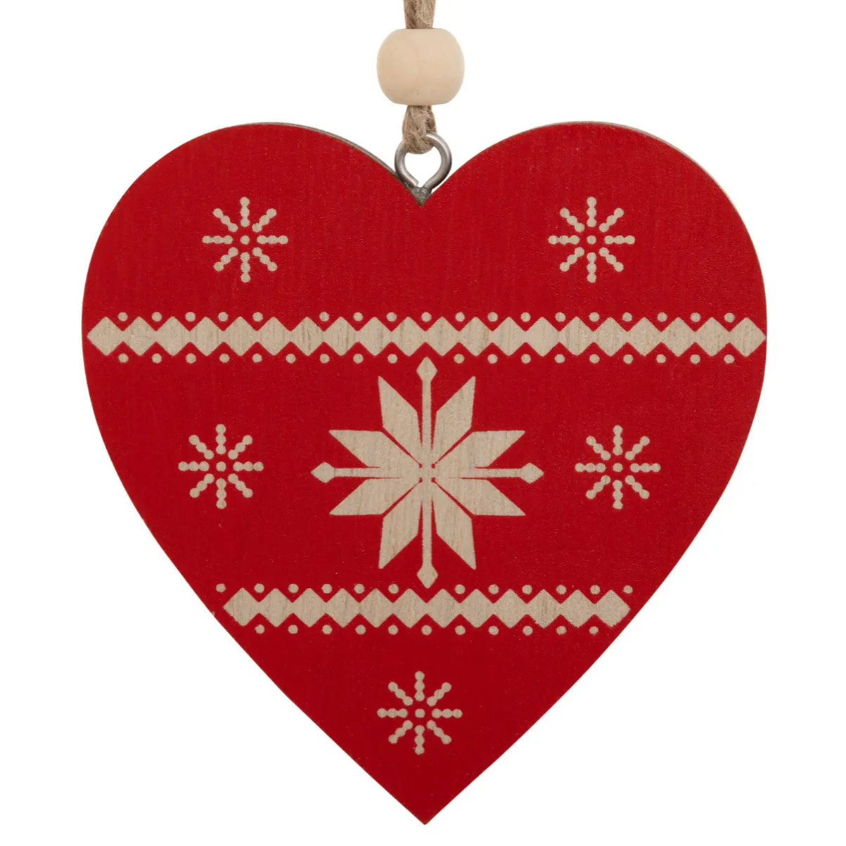 Lot de 2 sujets cœur rouge et sapin beige bois H.8cm