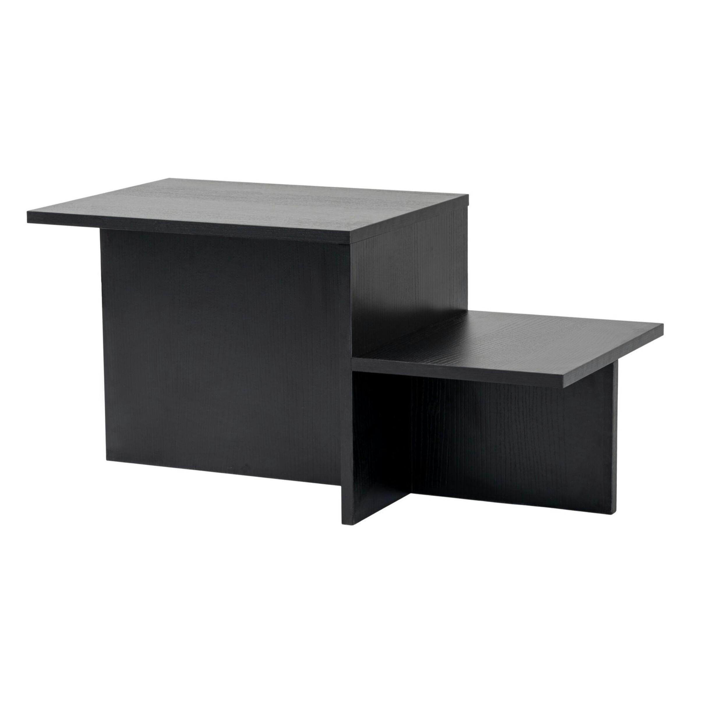 Table basse moderne effet bois noir - 2 niveaux MARFA