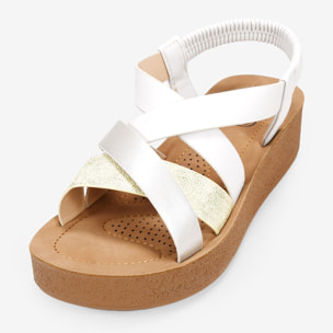 Sandalias de cuña beige con elástico