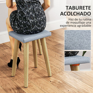 Tocador de Maquillaje con Luz LED y Taburete Mesa de Maquillaje con Espejo Brillo Ajustable 3 Colores 2 Cajones y Organizador Tocador Moderno para Dormitorio 80x43x133 cm Blanco