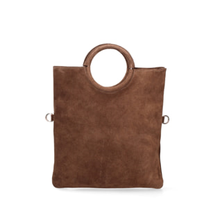 Borsa a mano da donna Made in Italy - Modello Zelia - Pelle scamosciata - 29.0 x 30.0 x 1.0 cm