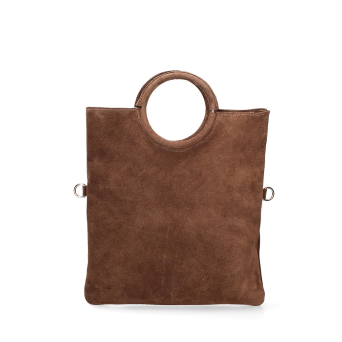 Borsa a mano da donna Made in Italy - Modello Zelia - Pelle scamosciata - 29.0 x 30.0 x 1.0 cm