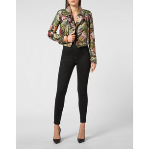 PHILIPP PLEIN Leather Biker FLOWERS