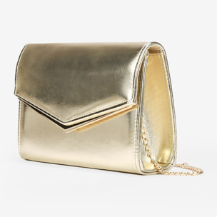Bolso de fiesta dorado con solapa