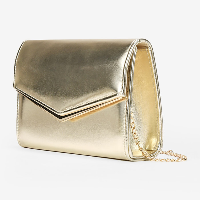 Bolso de fiesta dorado con solapa