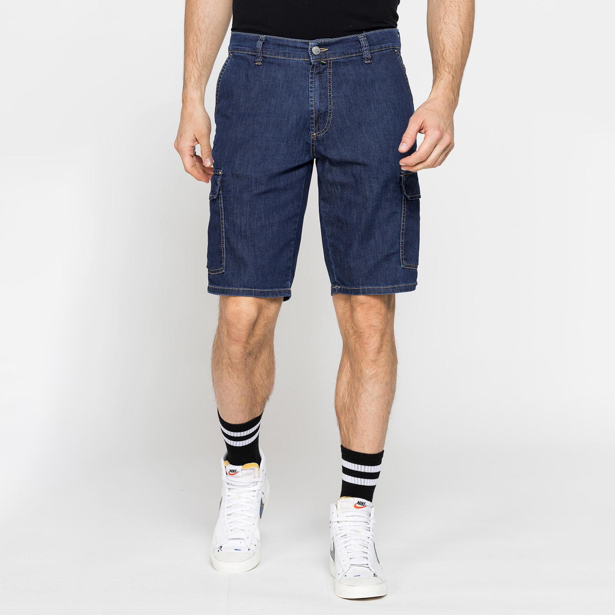 BERMUDA TASCONATO IN DENIM LEGGERO ELASTICIZZATO 9 oz.