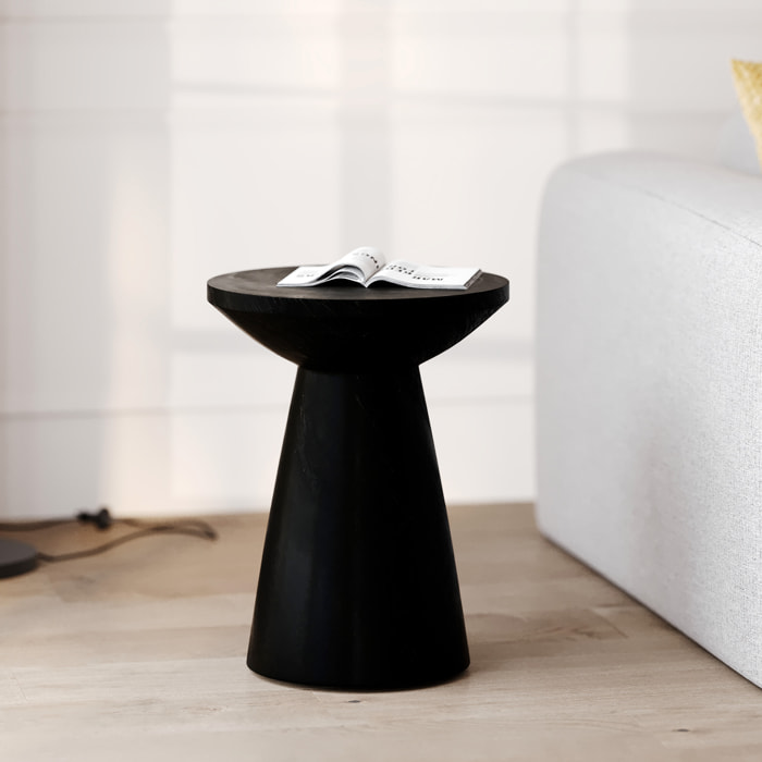 Table d'appoint noire en bois de suar D40 cm - Lowa