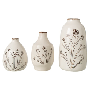 J-Line Vase fleurs - porcelaine - blanc/noir - large