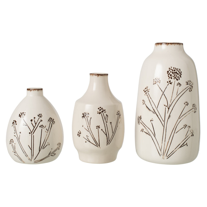 J-Line Vase fleurs - porcelaine - blanc/noir - large