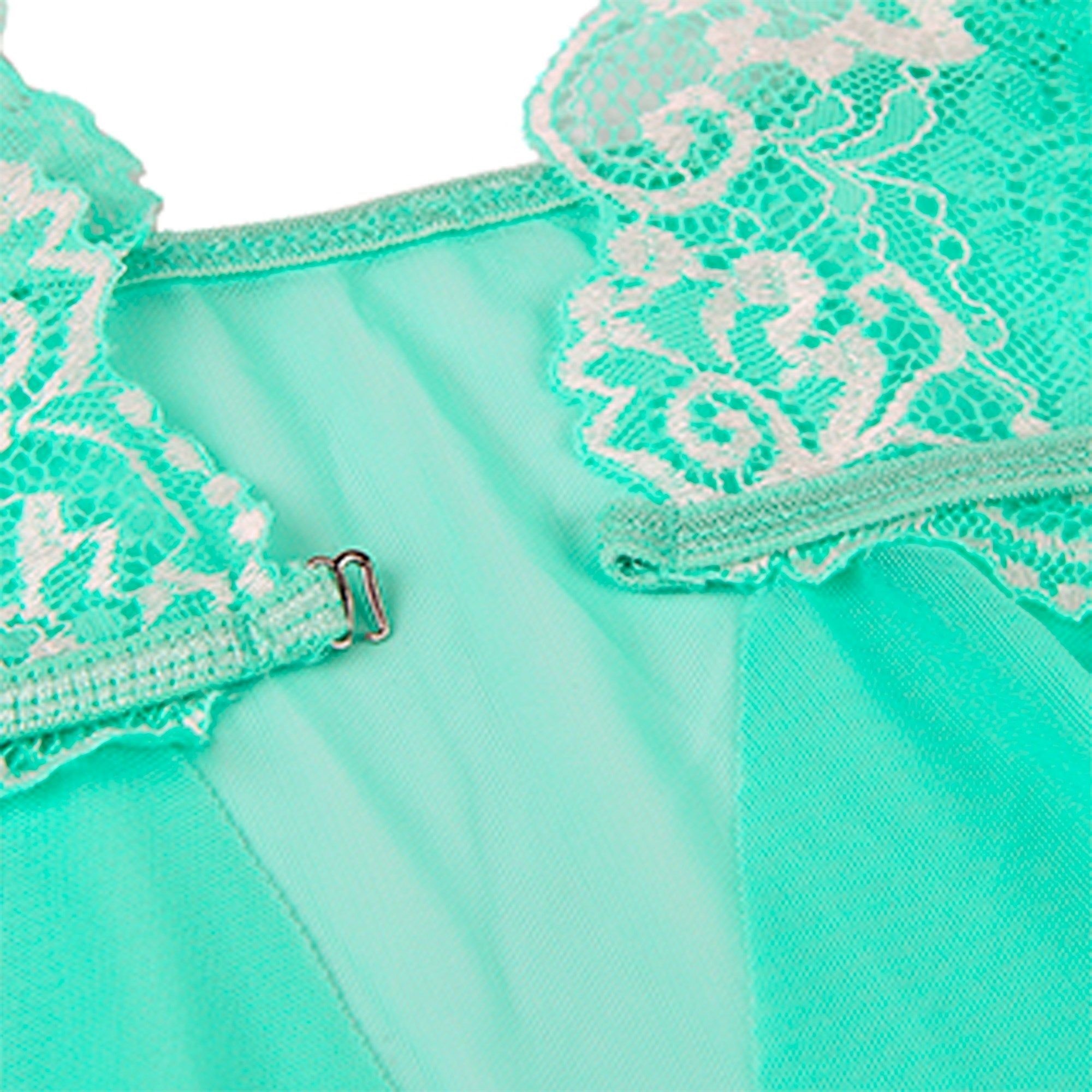 Babydoll de falda irregular con costuras de encaje verde