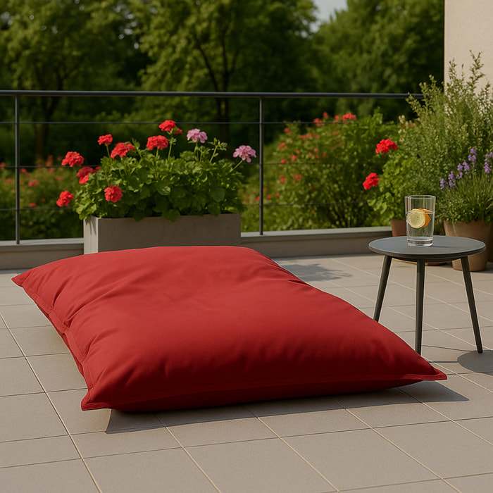 Pouf rectangulaire d'extérieur XXL 180x140cm rouge THIES