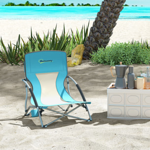 Chaise de plage pliante - chaise de camping compacte légère poids net 2,2 Kg - métal polyester textilène bleu