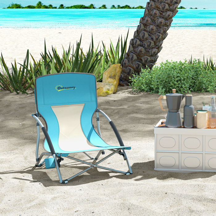 Chaise de plage pliante - chaise de camping compacte légère poids net 2,2 Kg - métal polyester textilène bleu