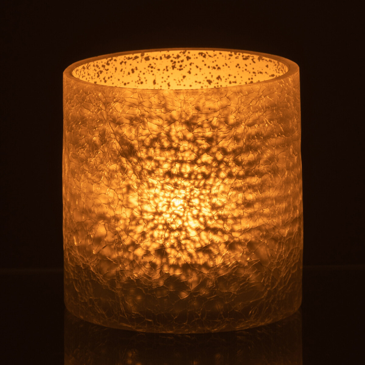 J-Line photophore Cylindrique Craquele - verre - gris - small