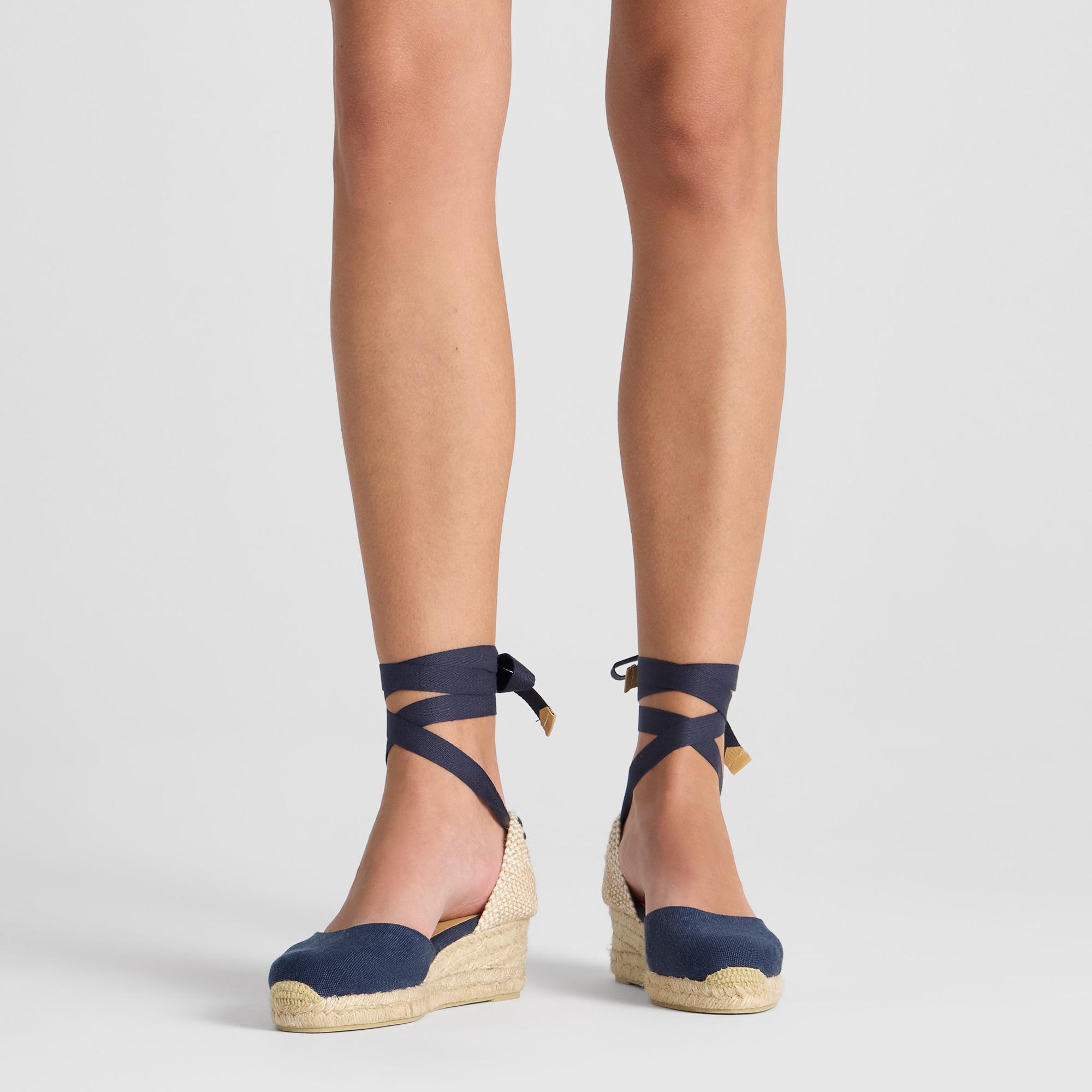 Alpargata de cuña 3 cm en lona de algodón con pulsera y hebilla