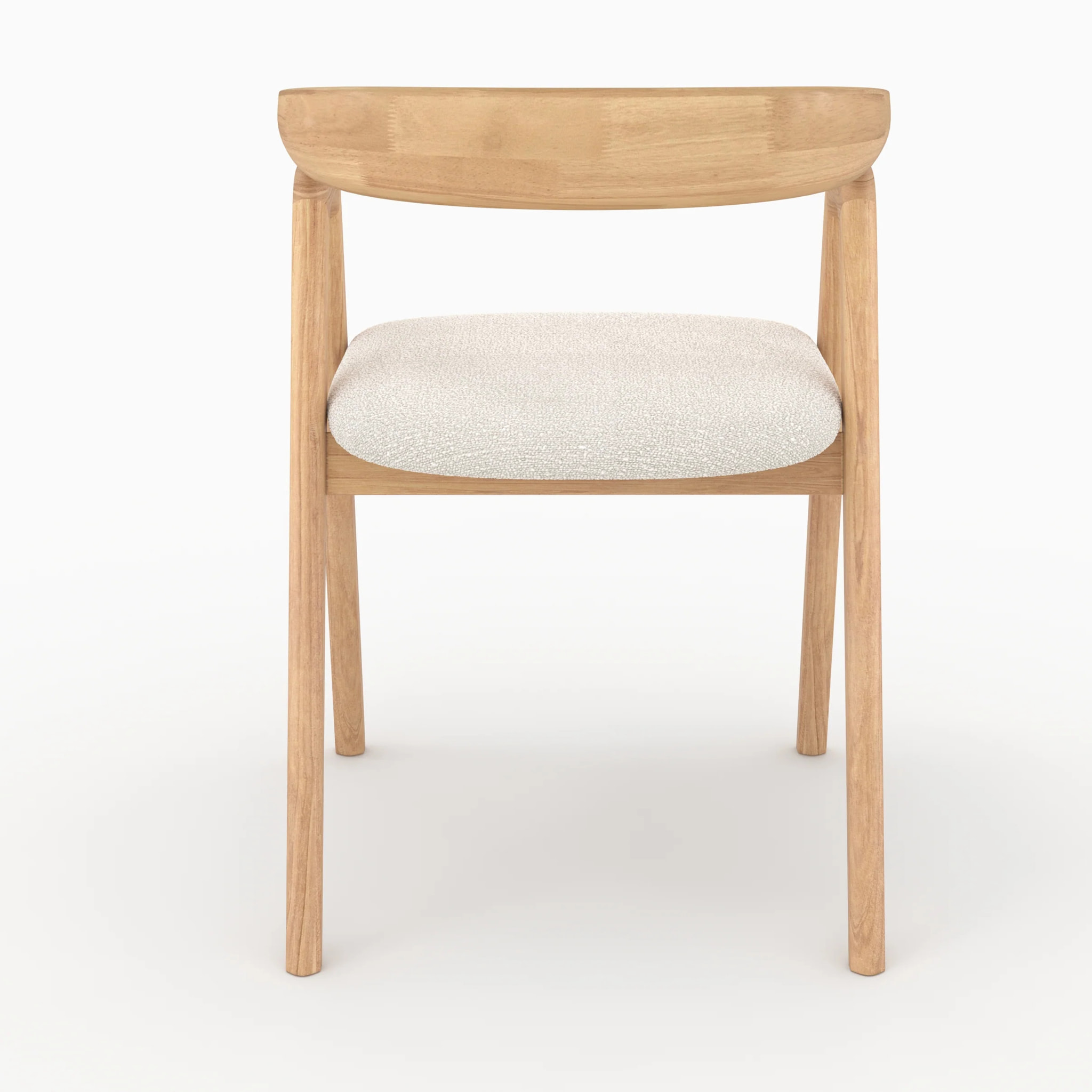 Chaise en bois d'hévéa clair et tissu bouclé crème - Hawa