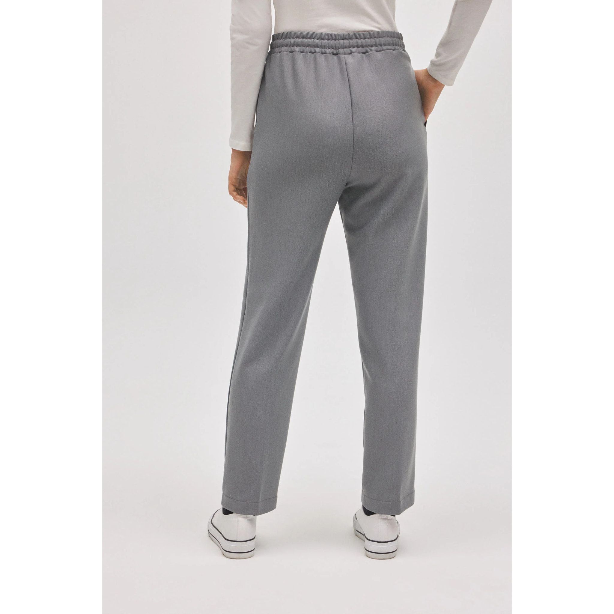 Pantaloni dritti grigi con vita regolabile