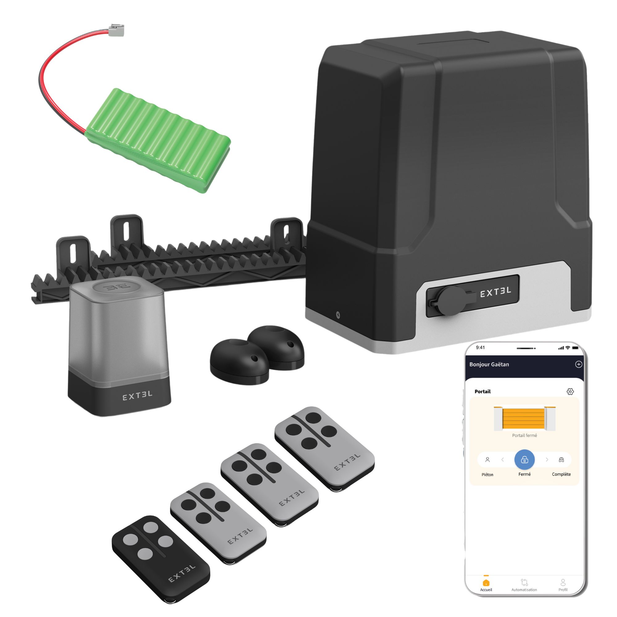 Motorisation connectée avec batterie de secours pour portail coulissant : max 8m/500kg - XC500 - Ex