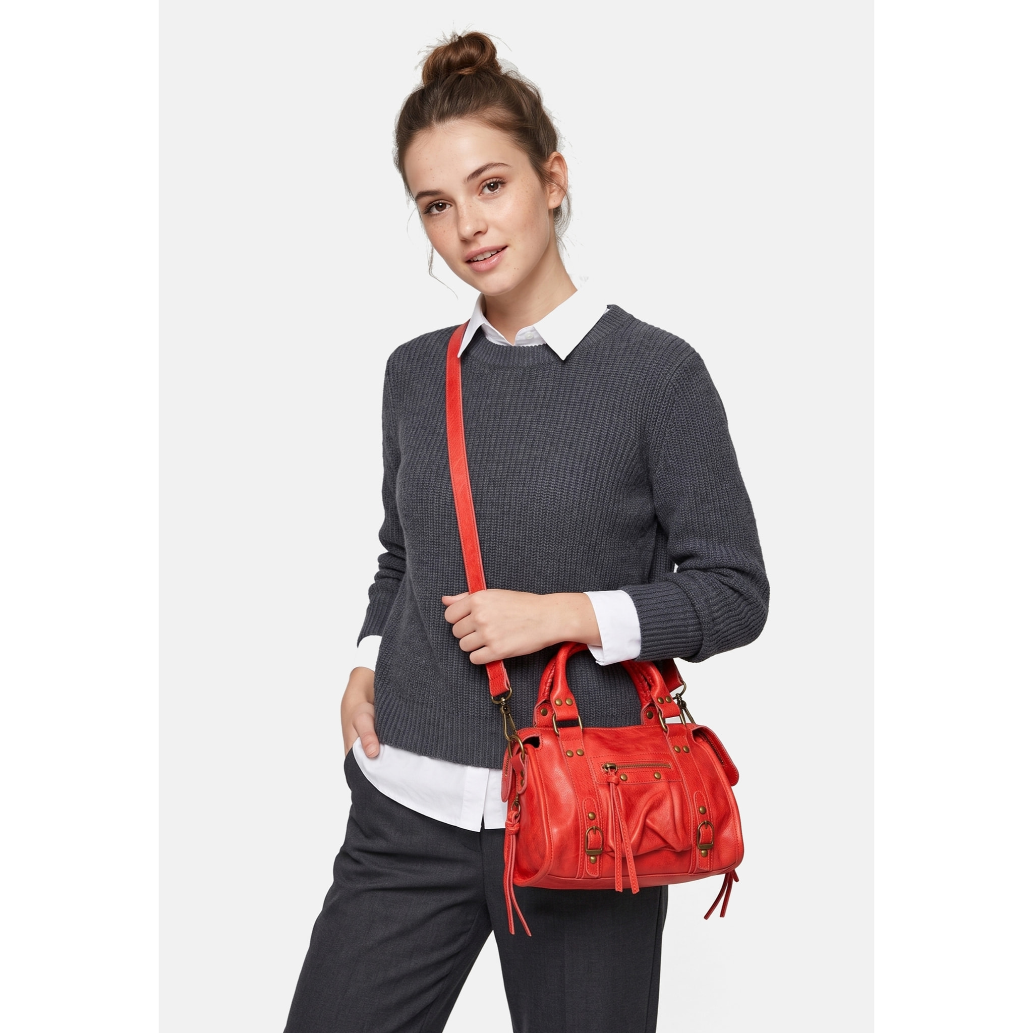 Borsa a spalla da donna - Modello Erisia - Vera pelle - 25.0 x 15.0 x 10.0 cm