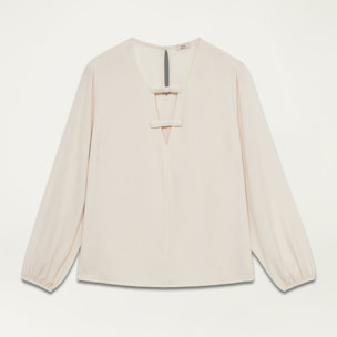 Oltre - Blouse with bow detail - Blanco