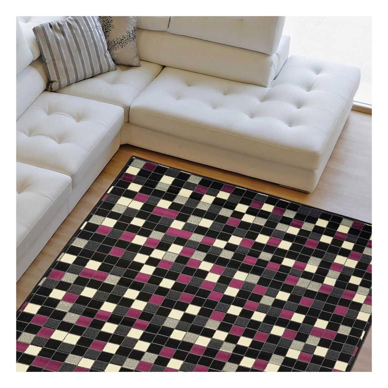 Tapis salon et chambre tissé motif géométrique NITA