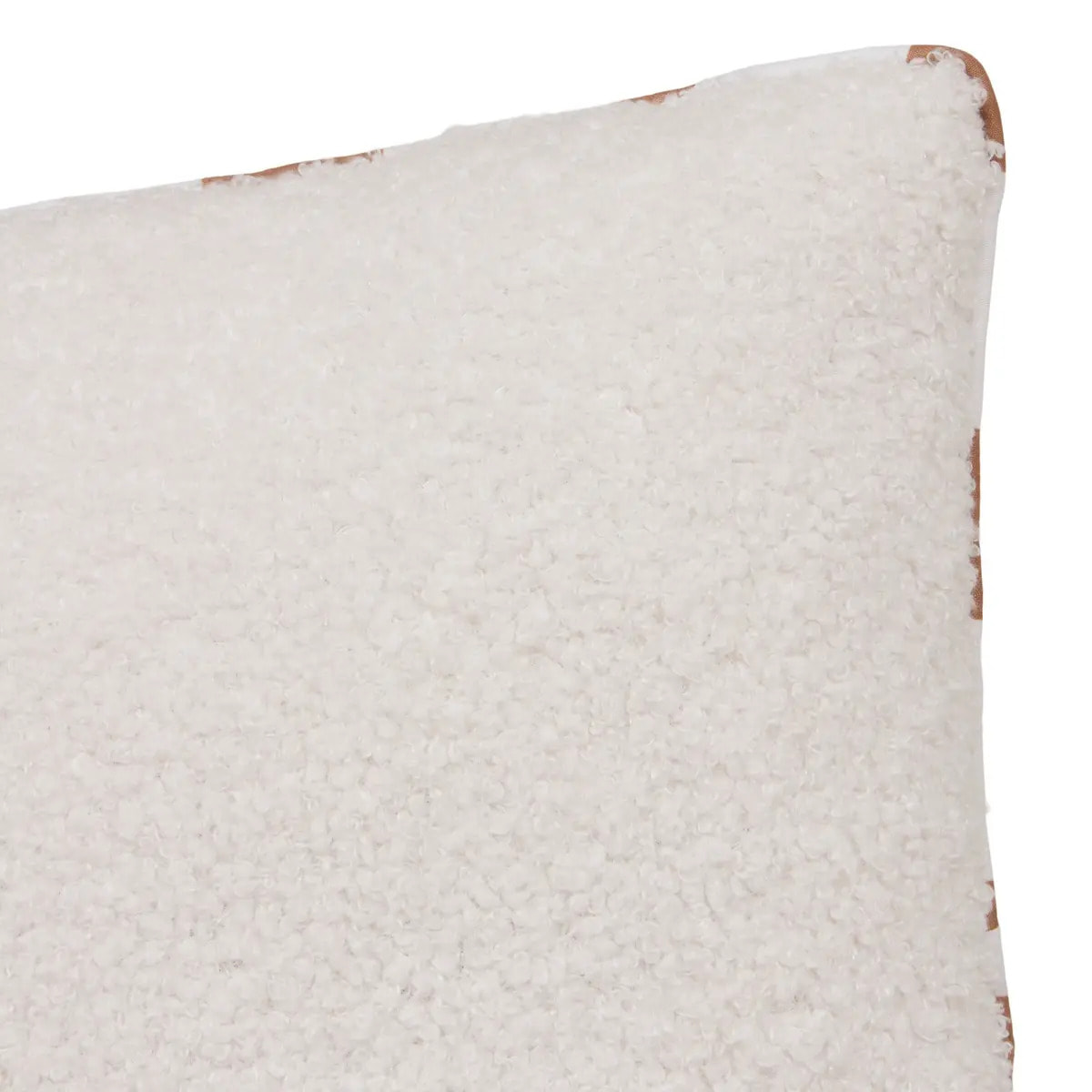 Coussin reversible bouclette/rayures Jaiko 40x40cm blanc et orange