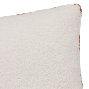 Coussin reversible bouclette/rayures Jaiko 40x40cm blanc et orange