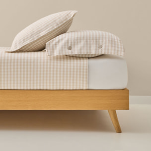 Funda nórdica de algodón satén 200 hilos cuadros vichy Kimcuad color marron beige 100% Algodón