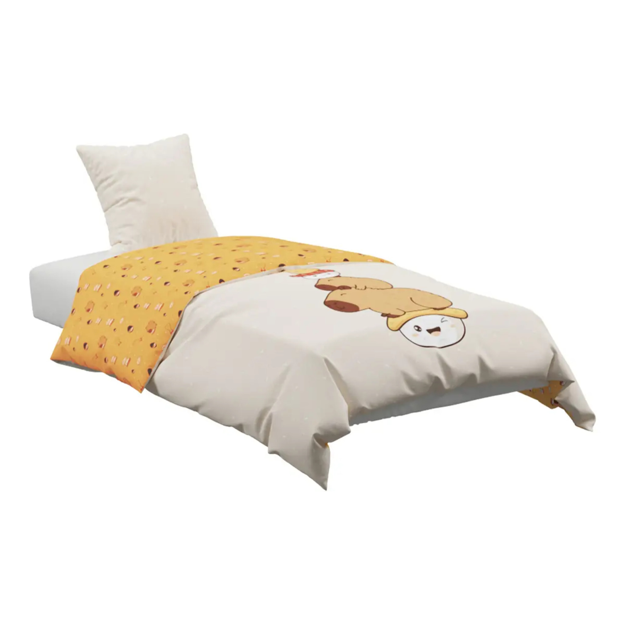 Parure de lit enfant Capy 140x200cm beige
