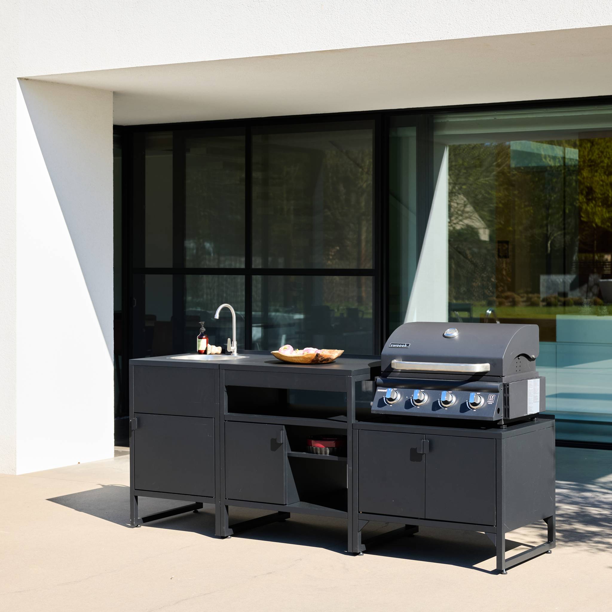 Cuisine extérieure 3 modules acier inoxydable avec barbecue gaz 4 brûleurs KEA