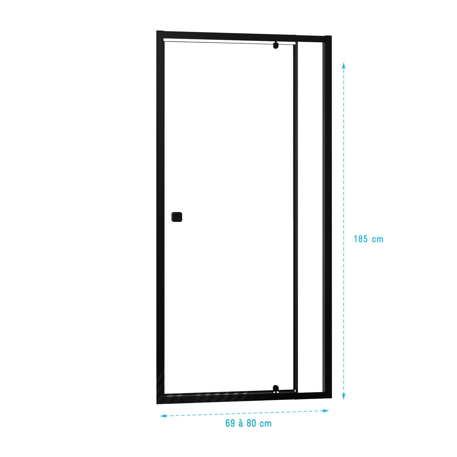 Porte de douche Pivotante Noir 70-80x185cm - Extensible de 69 à 80 cm - BLACK SLIDE 70 80
