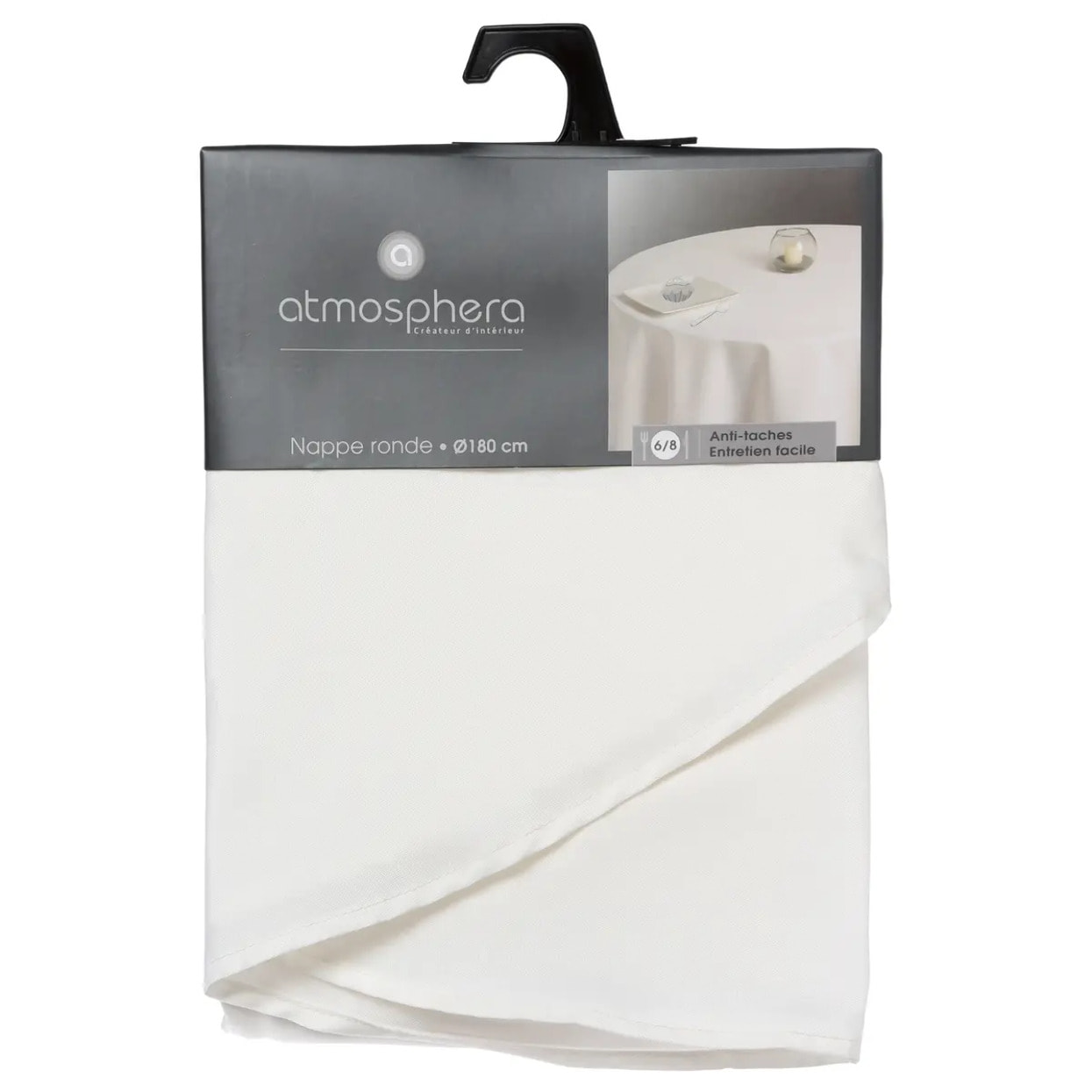 Nappe anti-tâche "Lallie" blanc ivoire D180cm