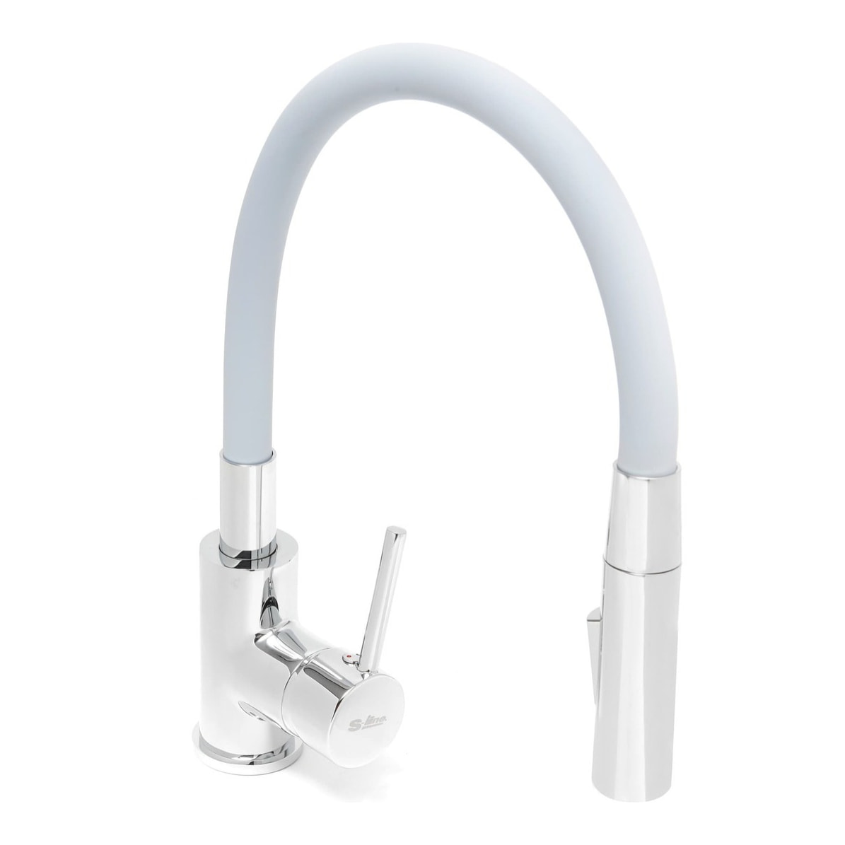 mitigeur cuisine à mémoire de forme, 2 types de jet mousseur ou douchette, courbe en silicone gris (SIKOBSLPRO290S2F)