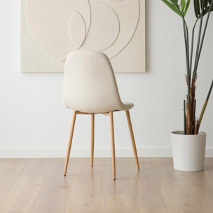 Pack de 4 chaises -tissu et bois-couleur beige 44 x 88 x 51 cm