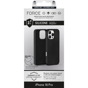 Coque FORCE CASE iPhone 16 Pro MagSafe silicone Noir