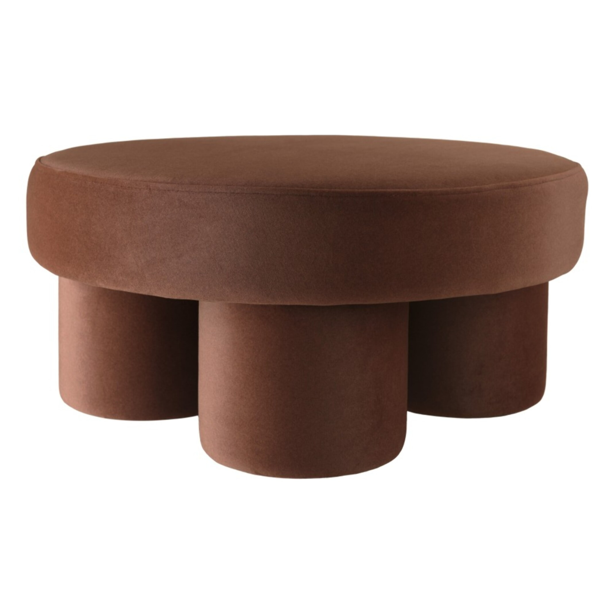 LEOPOLD - Pouf forme design n°1 en tissu effet velours marron