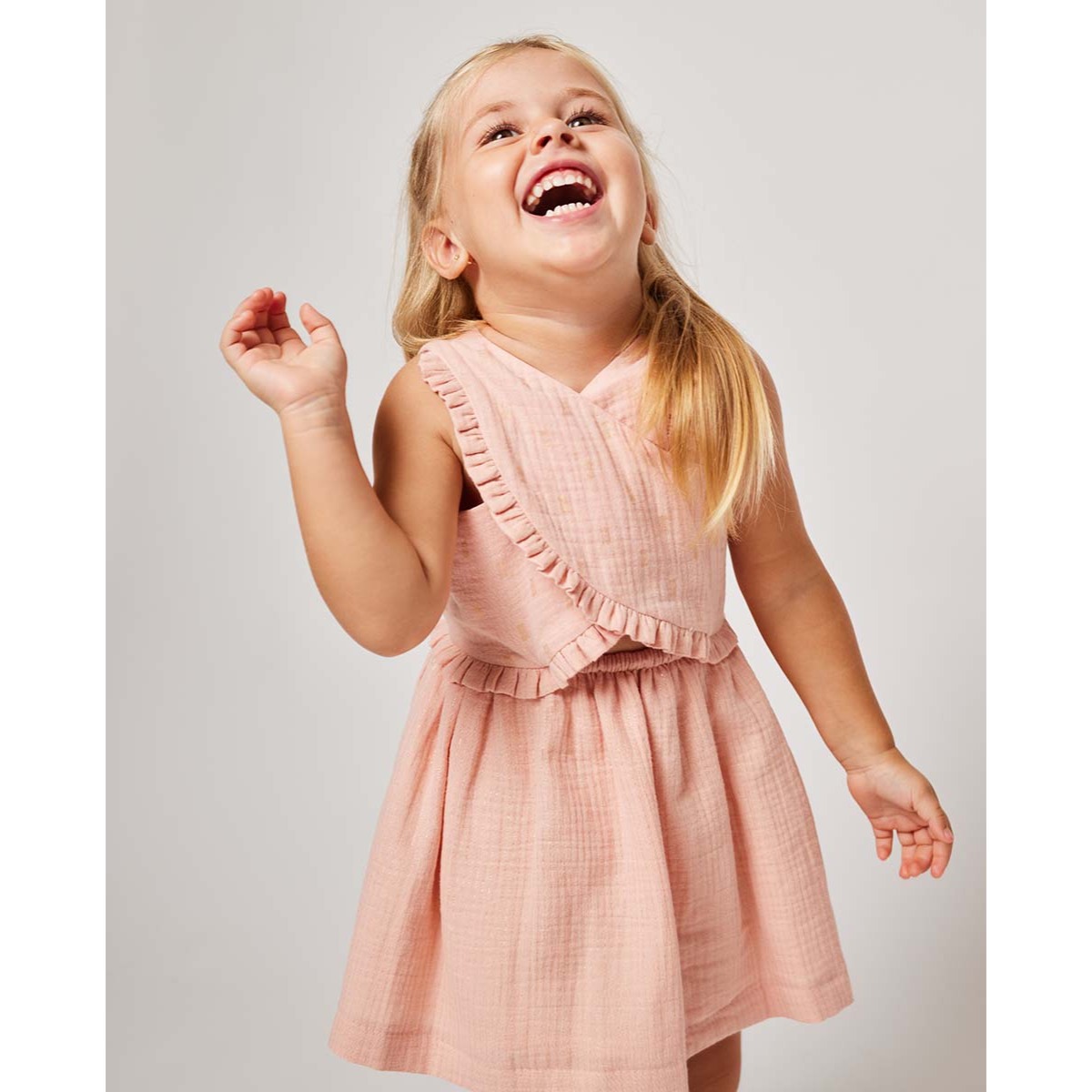 VESTIDO CRUZADO BRILLO ROSA