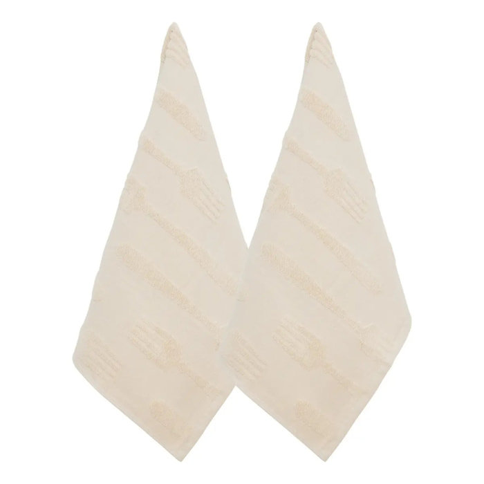 2 torchons Terry 70x45cm beige lin